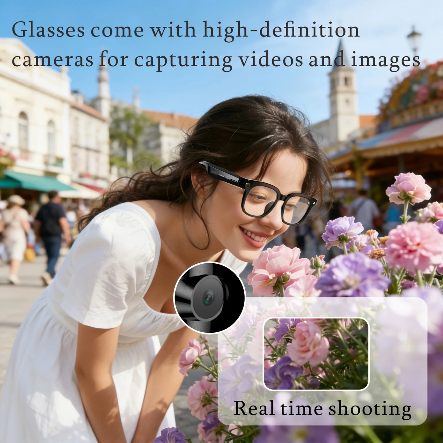 SENBONO AI Smart Glasses With 200W Pixel Camera Bluetooth Translator