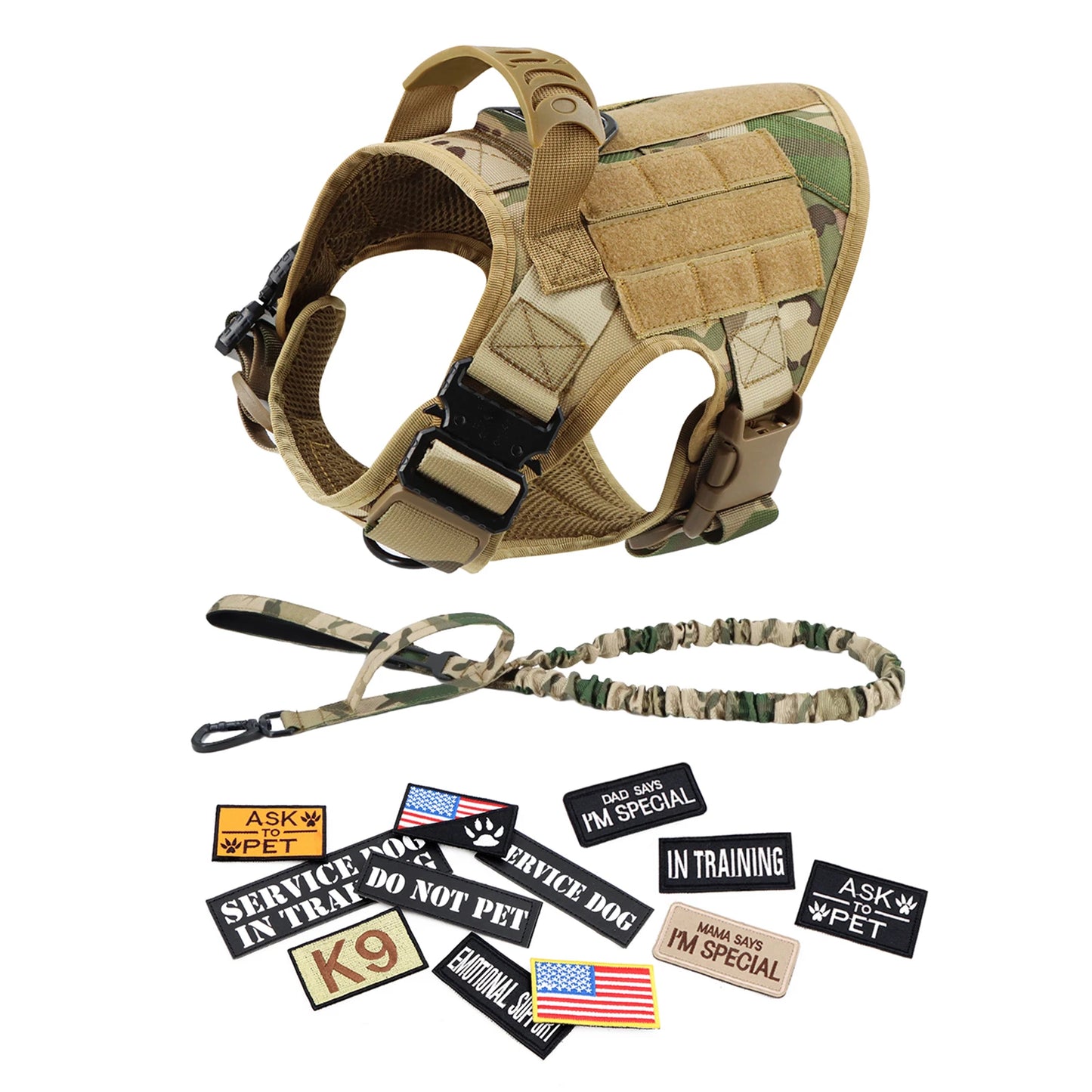 Petravel Military Large Dog Harness Vest Set With Patches