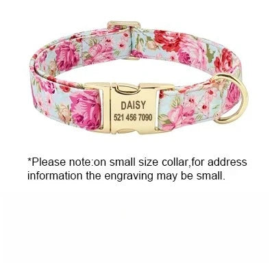 Pet Artist Personalized Dog Collar And Leash With Engraved Nameplate