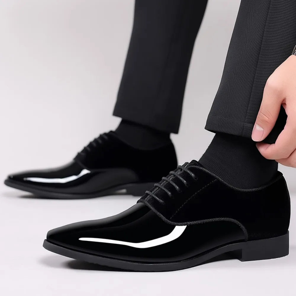 Men's Oxford Shoes PU Leather High Gloss Square Toe Lace Up