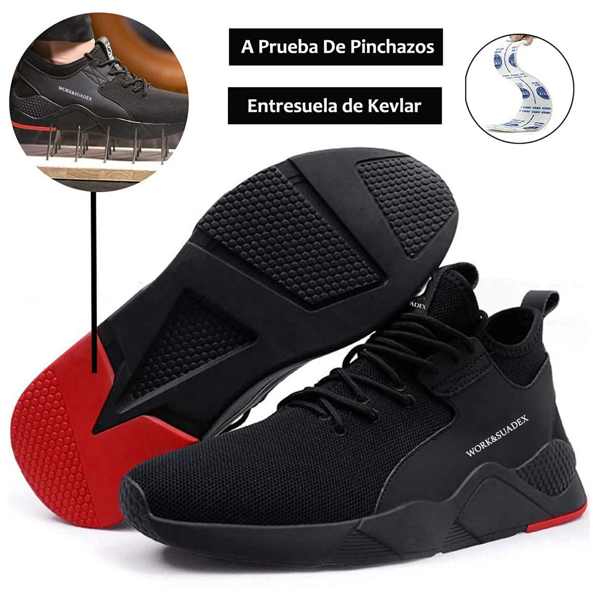 SUADEX Men Work Safety Shoes Steel Toe Cap Anti-Smash Puncture-Resistant