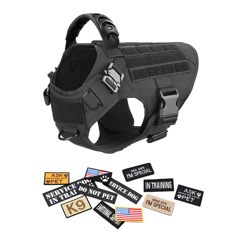 Petravel Military Large Dog Harness Vest Set With Patches