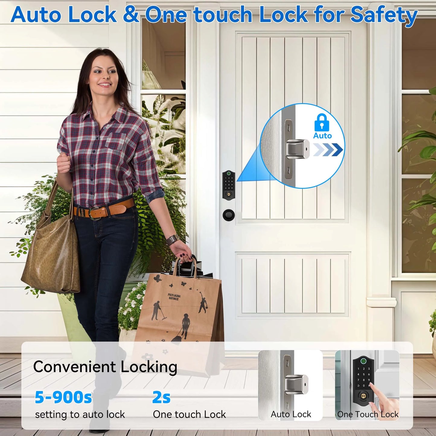 Eyless Entry Door Lock With Knobs, Fingerprint Deadbolt