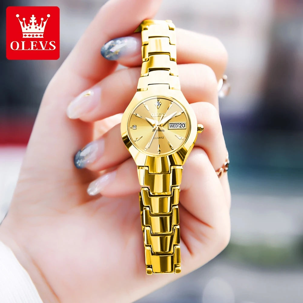 OLEVS Women's Quartz Watch Stainless Steel Luminous Waterproof Wristwatch