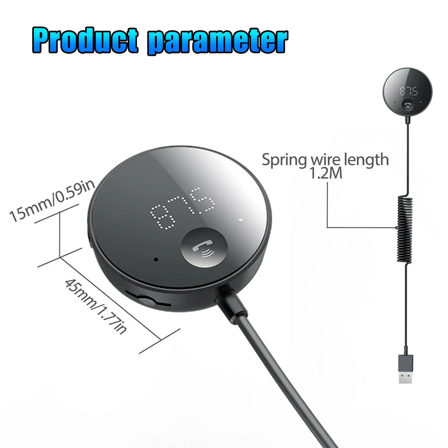 Bluetooth 5.0 Car FM Transmitter With LCD Display Hands Free