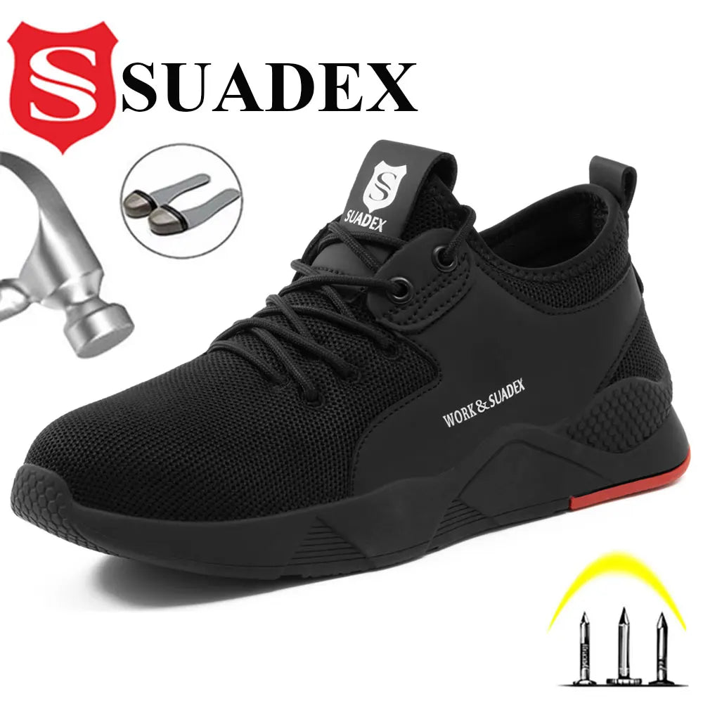 SUADEX Men Work Safety Shoes Steel Toe Cap Anti-Smash Puncture-Resistant