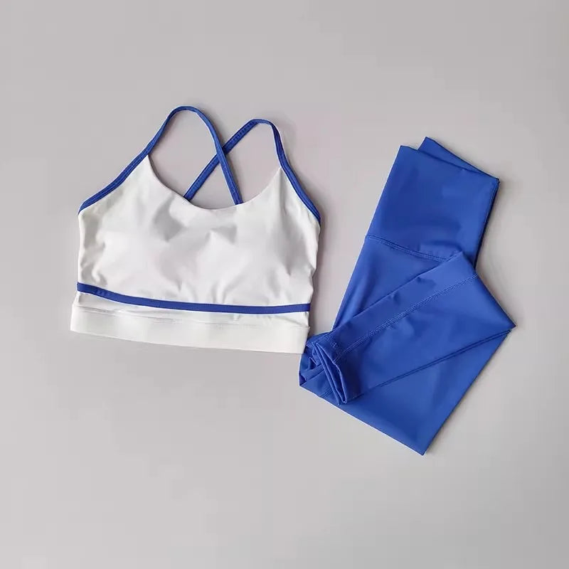 Womens Yoga Set 2 Piece High Waist Leggings And Sports Bra