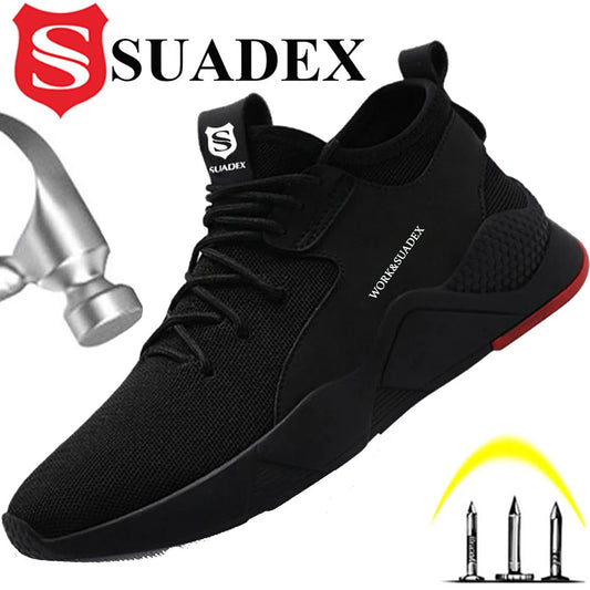 SUADEX Men Work Safety Shoes Steel Toe Cap Anti-Smash Puncture-Resistant