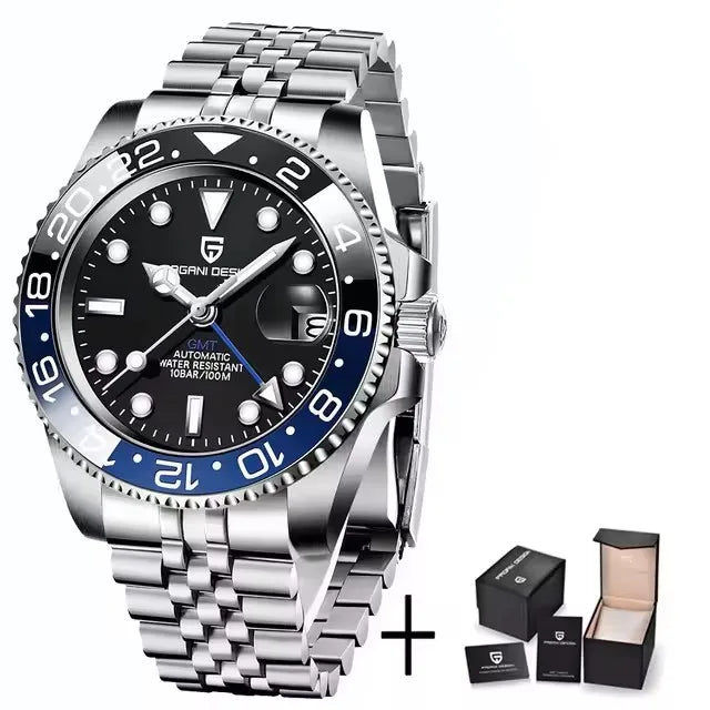 PAGANI DESIGN GMT Stainless Steel Automatic Wristwatch Sapphire Glass