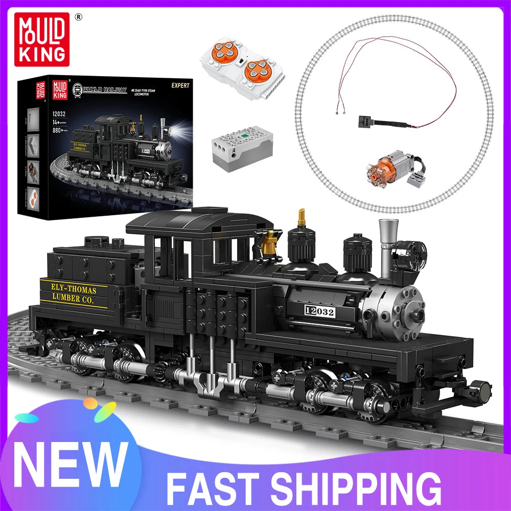 Mould King 12032 RC Shay Type Steam Locomotive Building Block Gift
