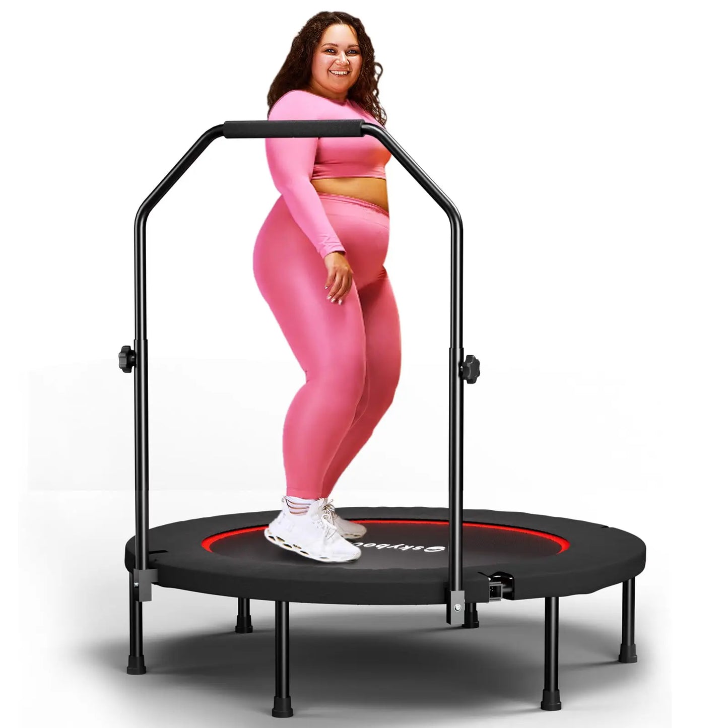 Rebounder Trampoline For Adults With Adjustable U Bar Handle Fitness