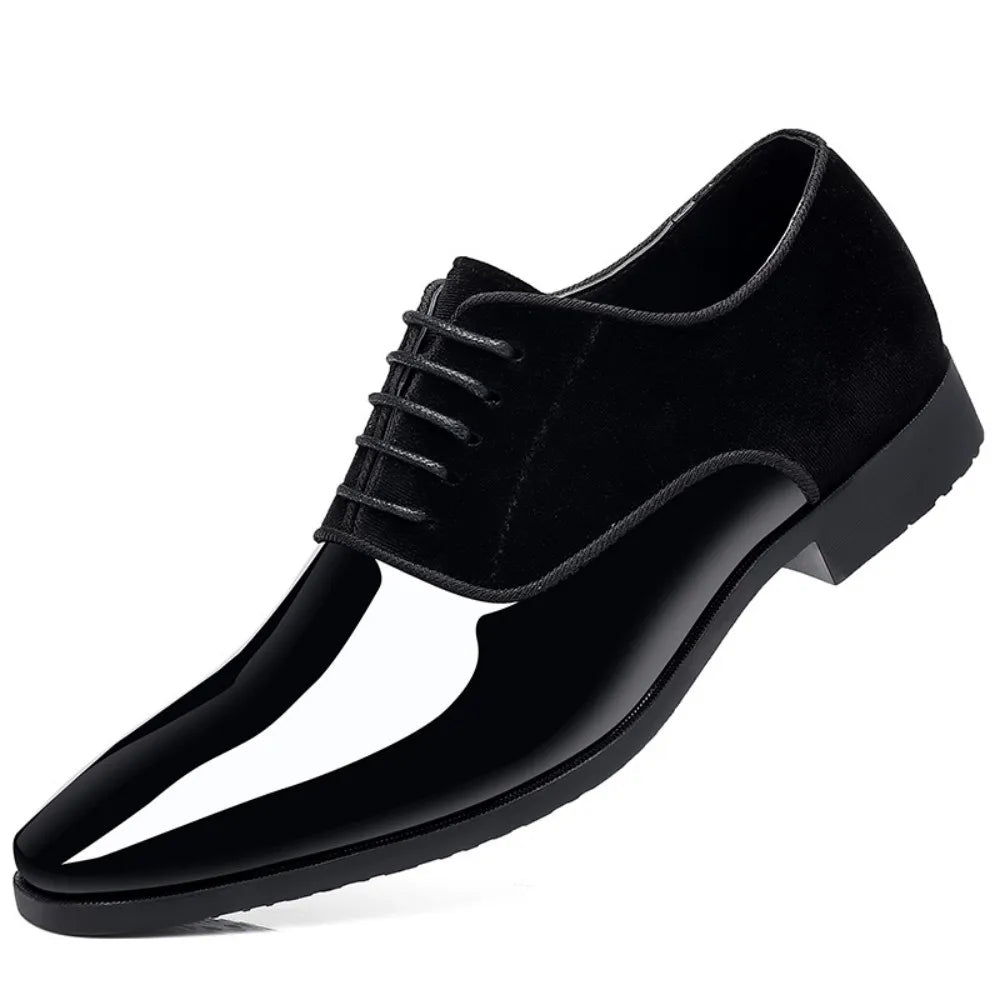 Men's Oxford Shoes PU Leather High Gloss Square Toe Lace Up