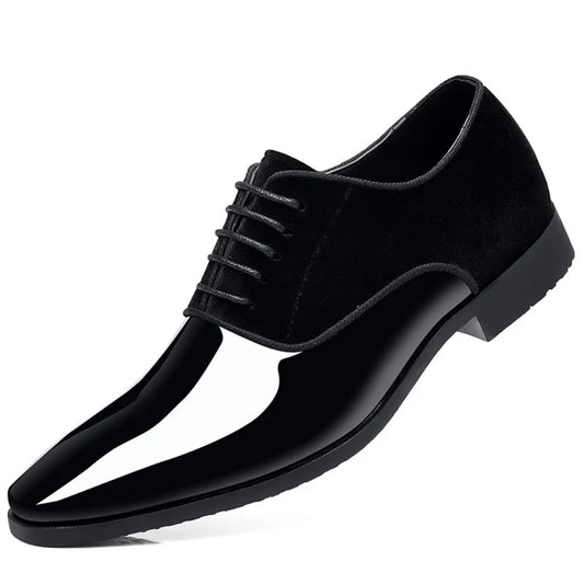 Men's Oxford Shoes PU Leather High Gloss Square Toe Lace Up