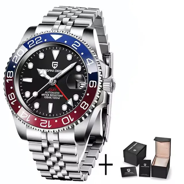 PAGANI DESIGN GMT Stainless Steel Automatic Wristwatch Sapphire Glass