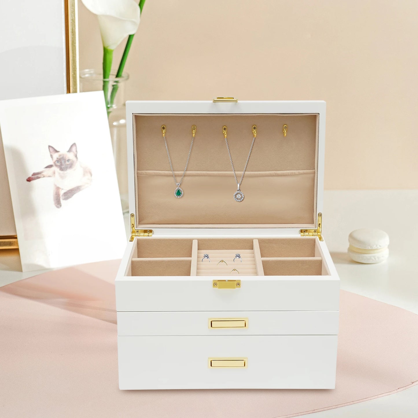Premium Walnut Wood Jewelry And Watch Display Case Organizer