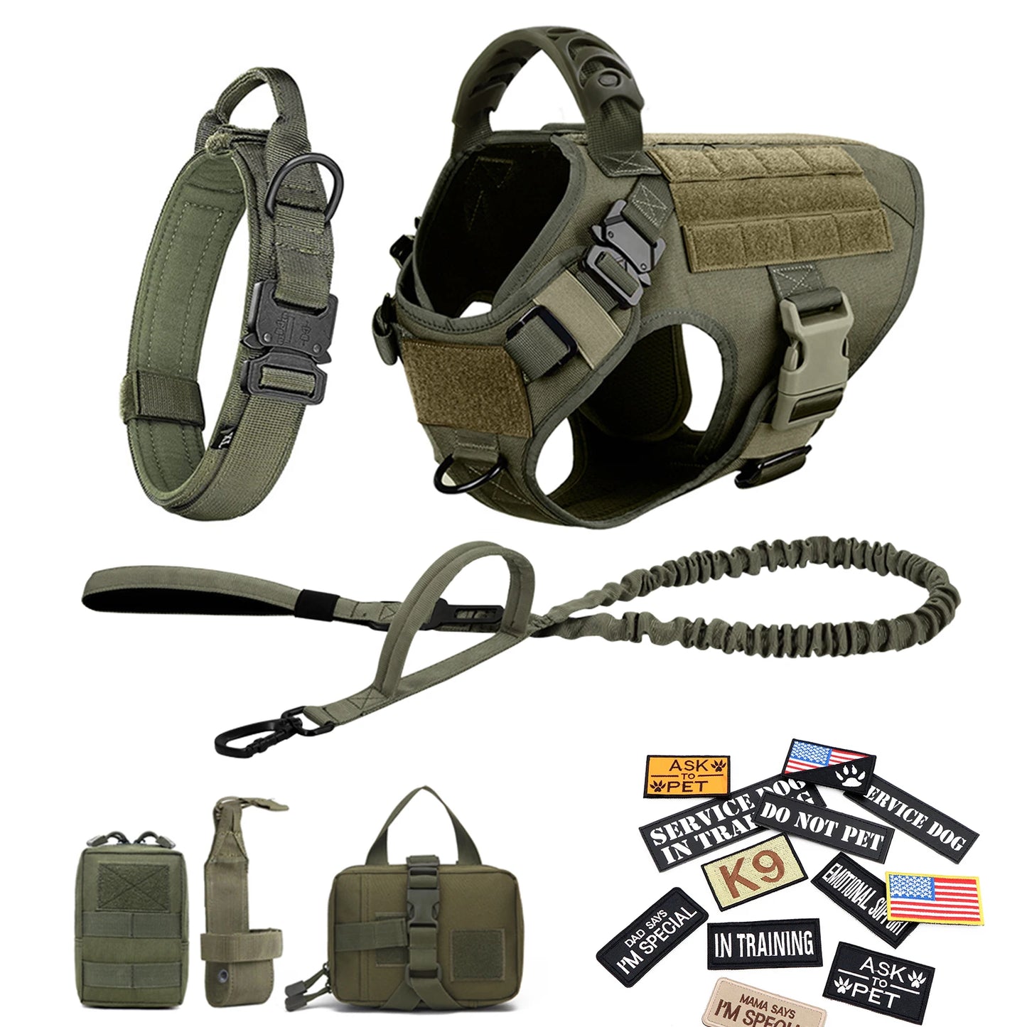 Petravel Military Large Dog Harness Vest Set With Patches