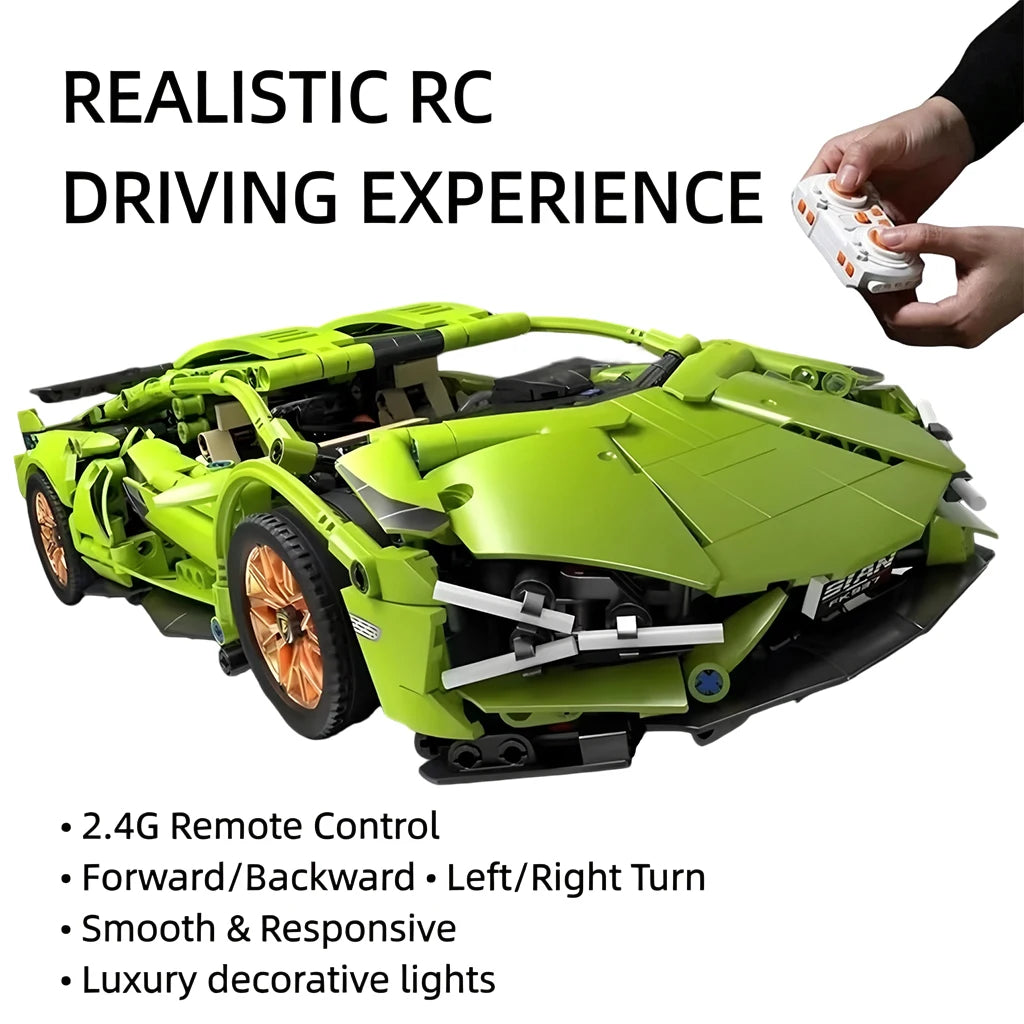 1:14 RC Technic MOC Sports Car Blocks With Built In Motor