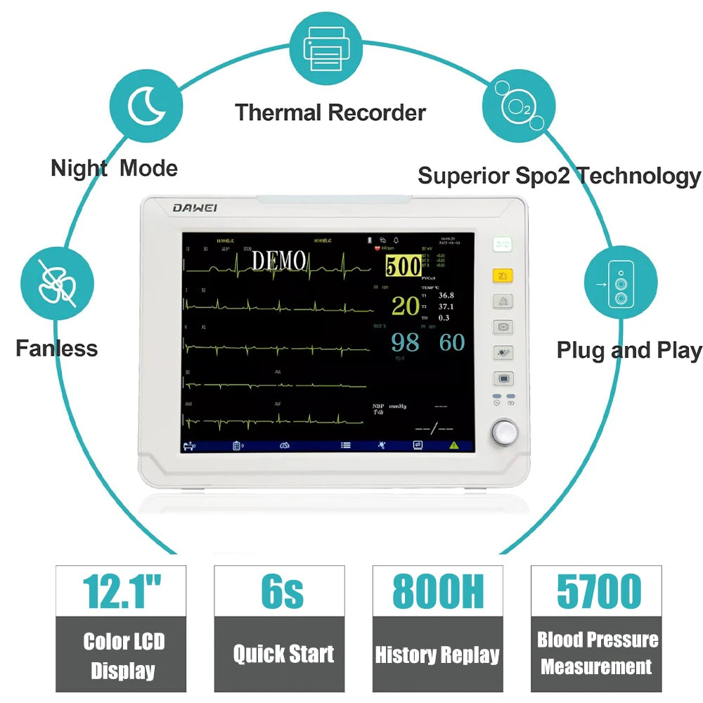 DAWEI Portable Veterinary Monitor 6 Parameter For Dogs And Cats