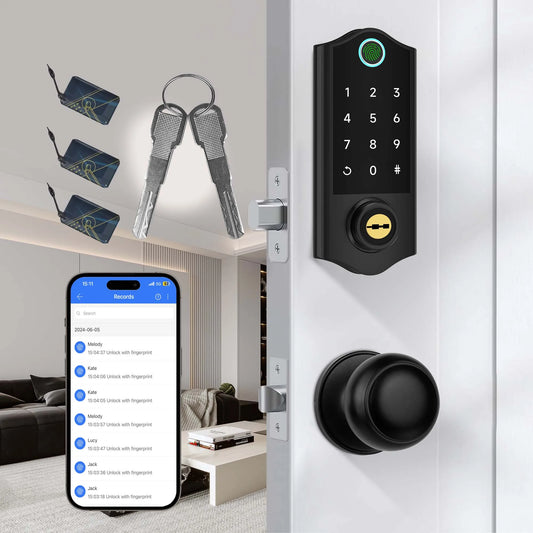 Eyless Entry Door Lock With Knobs, Fingerprint Deadbolt