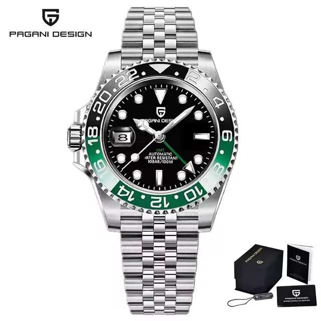 PAGANI DESIGN GMT Stainless Steel Automatic Wristwatch Sapphire Glass