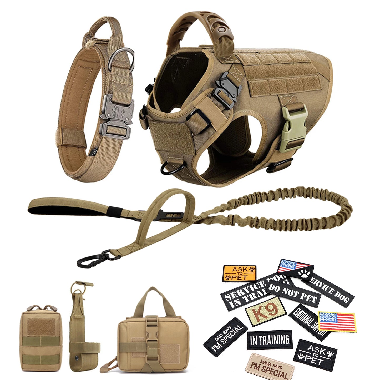 Petravel Military Large Dog Harness Vest Set With Patches