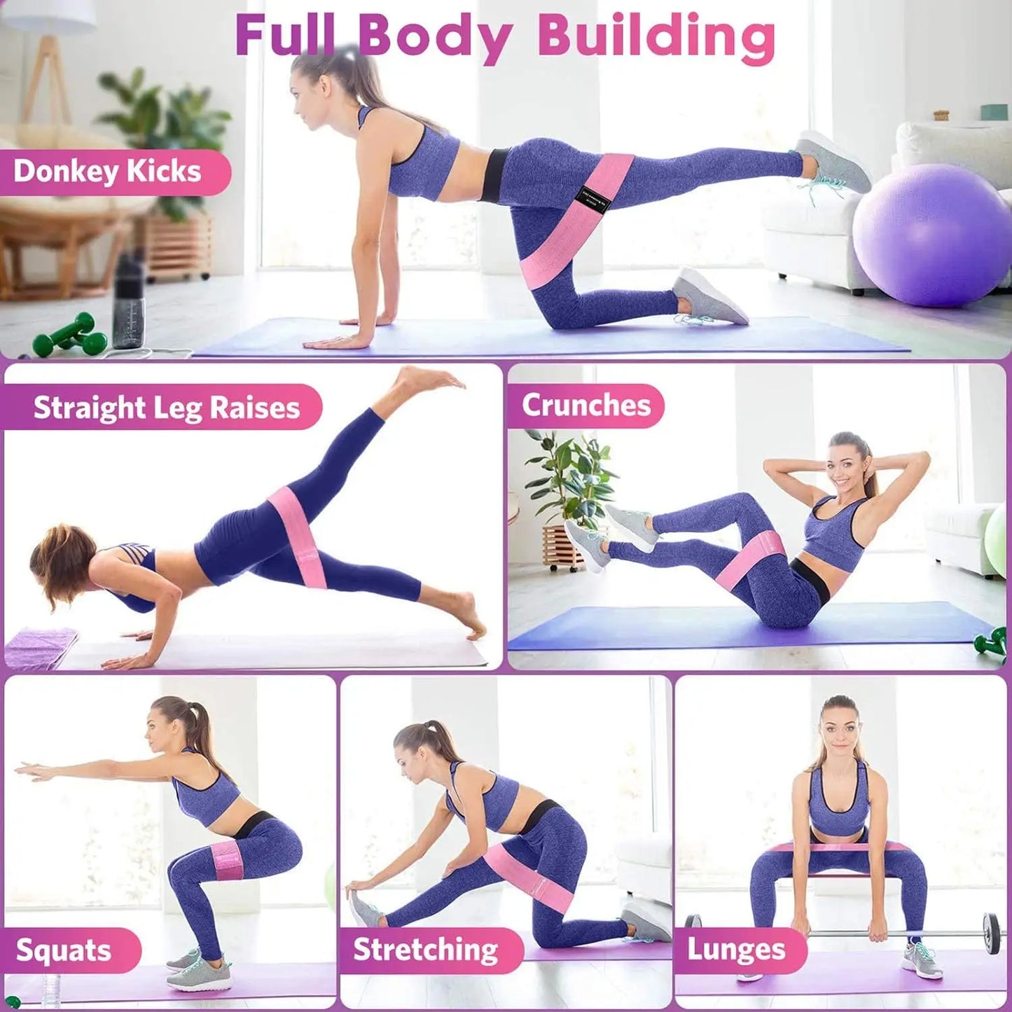 Resistance Bands Exercise Set For Pilates And Home Gym
