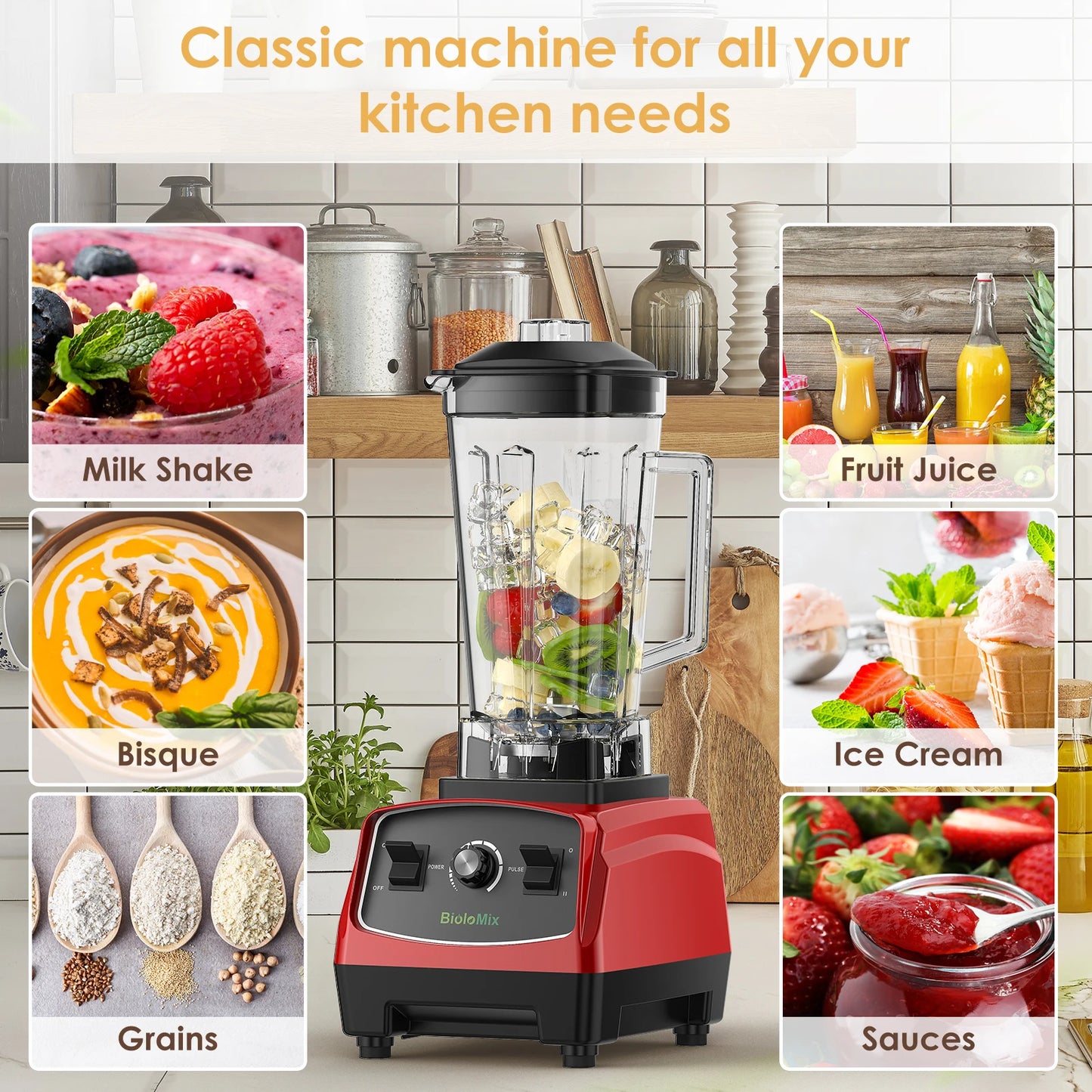 Biolomix Heavy Duty Blender Mixer Juicer 3HP 2200W
