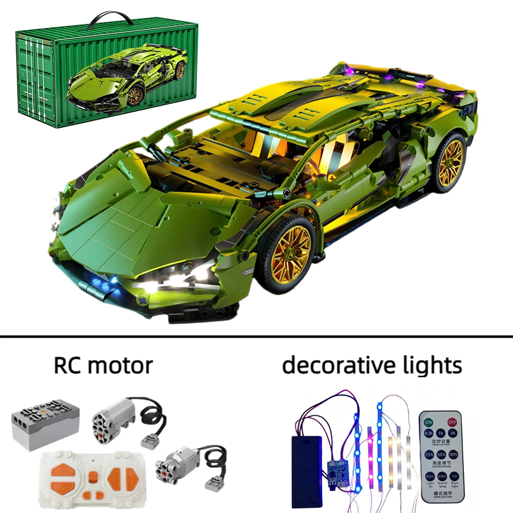 1:14 RC Technic MOC Sports Car Blocks With Built In Motor
