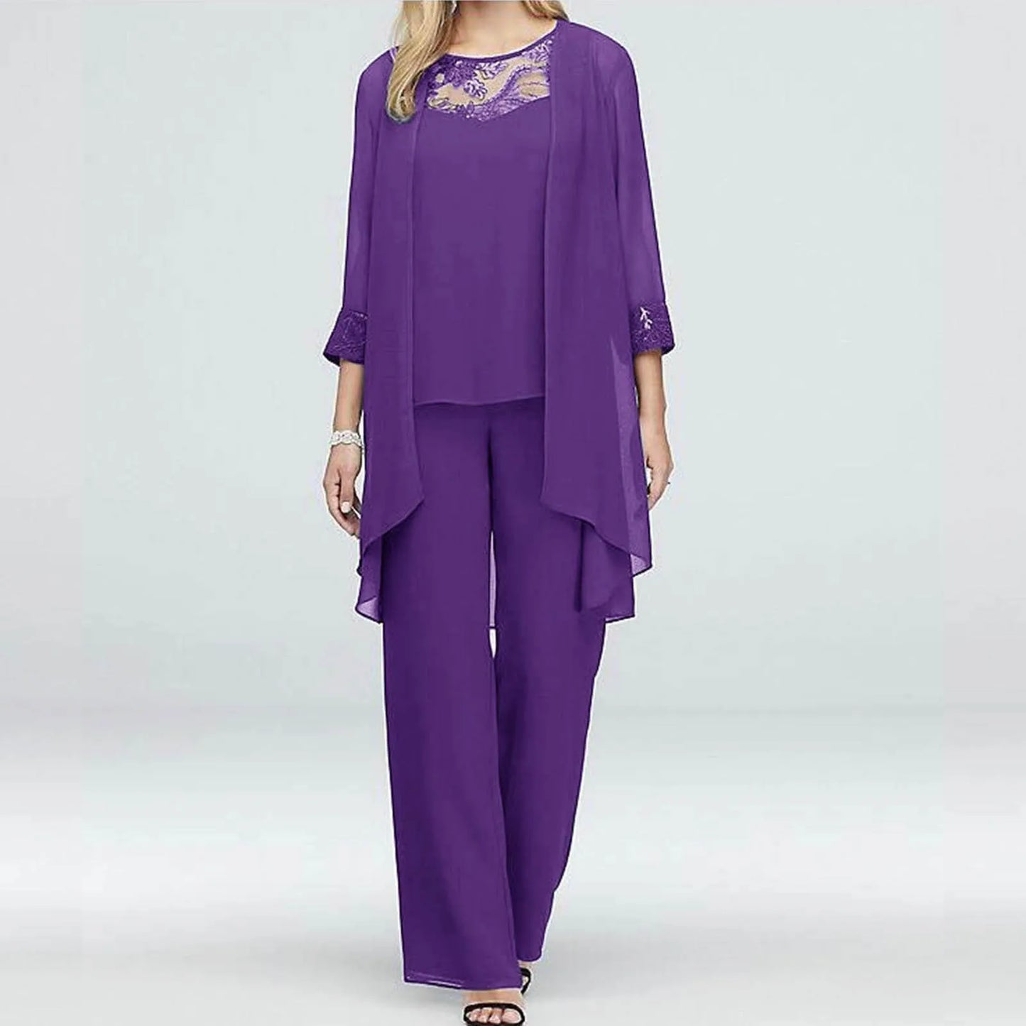 ZOMAXIUJEE Women Pants Sets Cardigan Top Wedding Evening Outfit