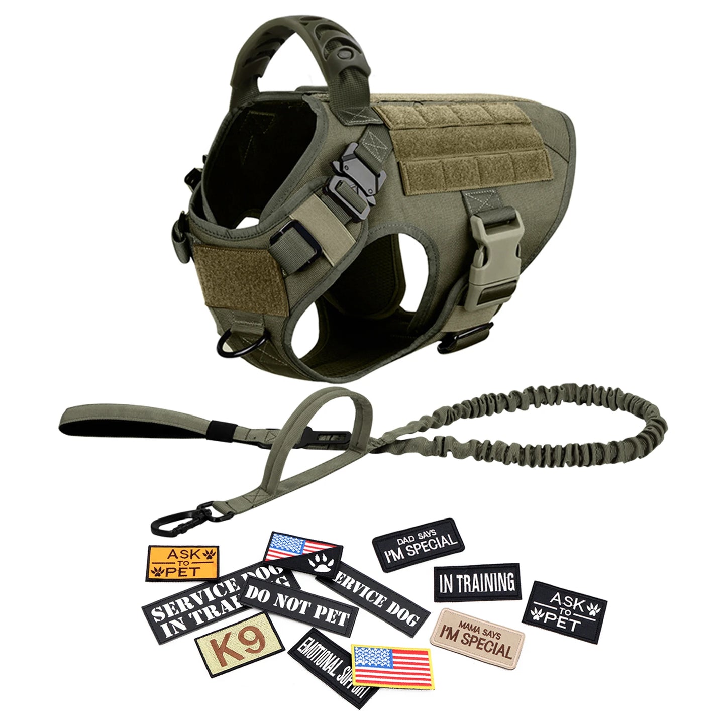 Petravel Military Large Dog Harness Vest Set With Patches