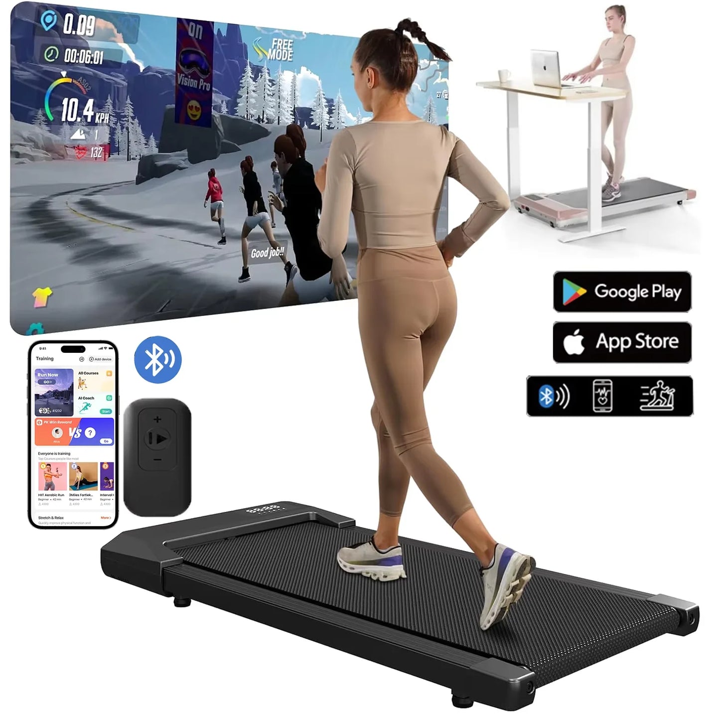 Superun 2.5HP Home Treadmill 2in1 Walking Fitness Machine LCD