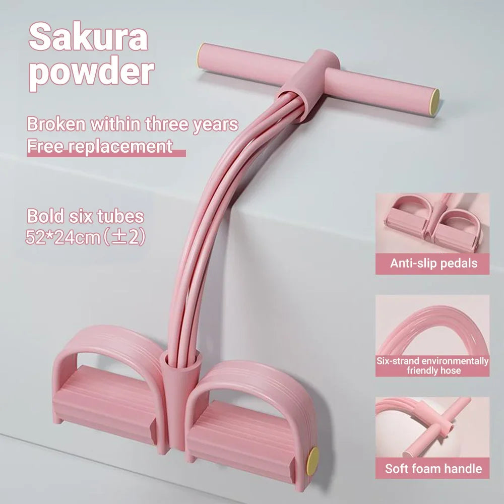 6-Tube Resistance Band Set Pedal Exerciser For Full Body Fitness