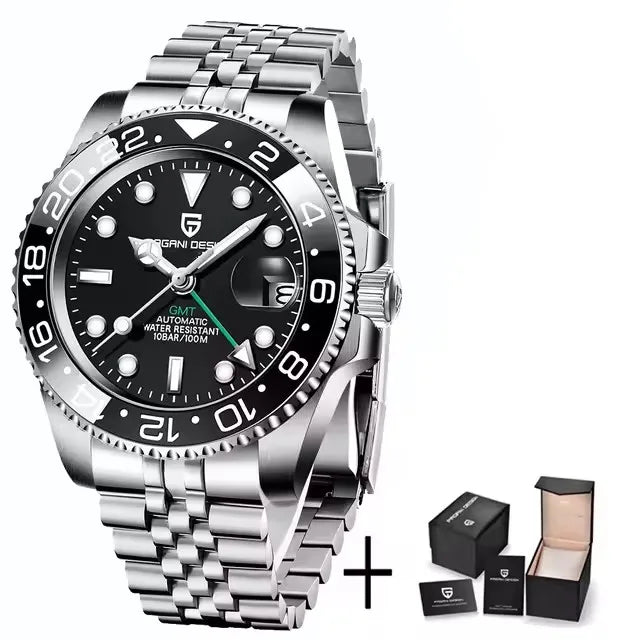 PAGANI DESIGN GMT Stainless Steel Automatic Wristwatch Sapphire Glass