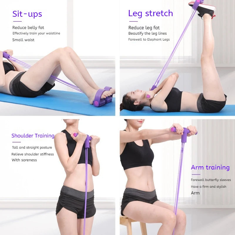 6-Tube Resistance Band Set Pedal Exerciser For Full Body Fitness