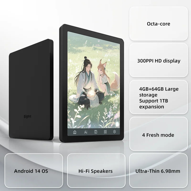 BIGME B6 Ebook Reader Android 14 Front Light Eye Protecting