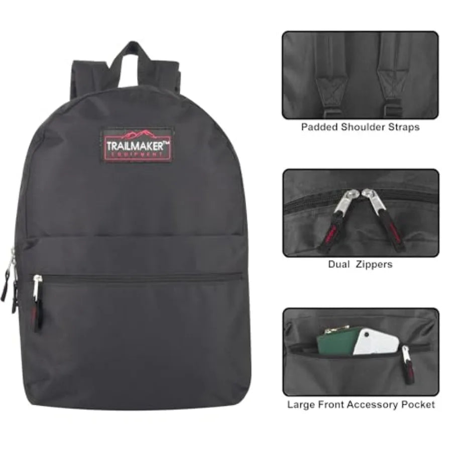 Unisex Nylon School Backpack With Adjustable Padded Straps