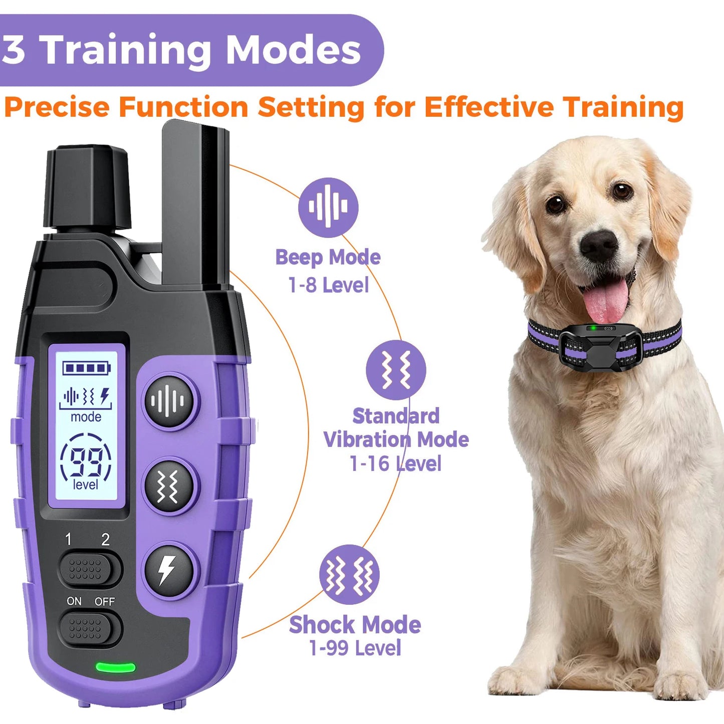 WXRPET Waterproof Dog Training Collar Remote Control Beep Vibration