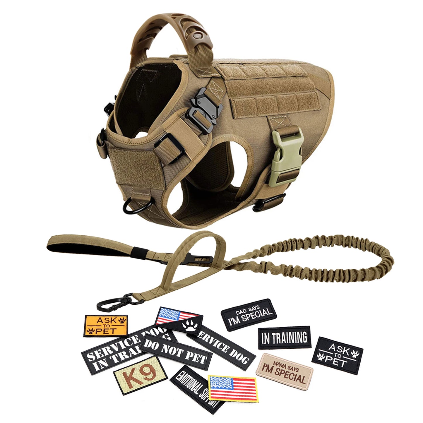 Petravel Military Large Dog Harness Vest Set With Patches