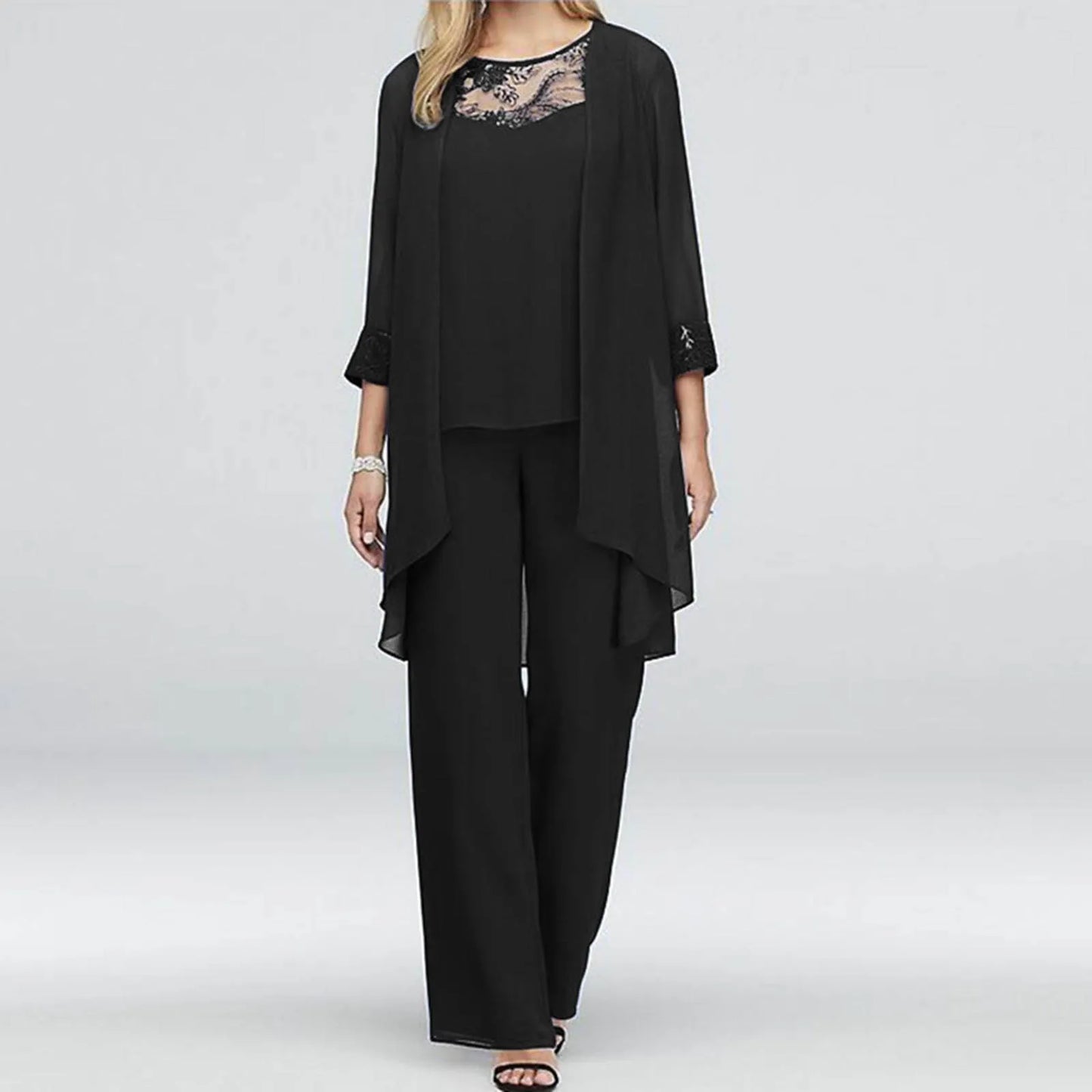 ZOMAXIUJEE Women Pants Sets Cardigan Top Wedding Evening Outfit