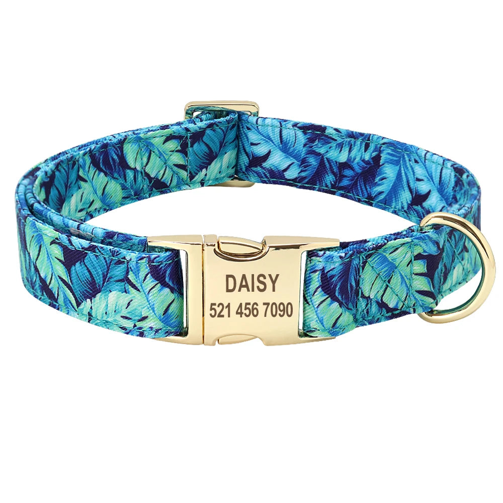 Pet Artist Personalized Dog Collar And Leash With Engraved Nameplate