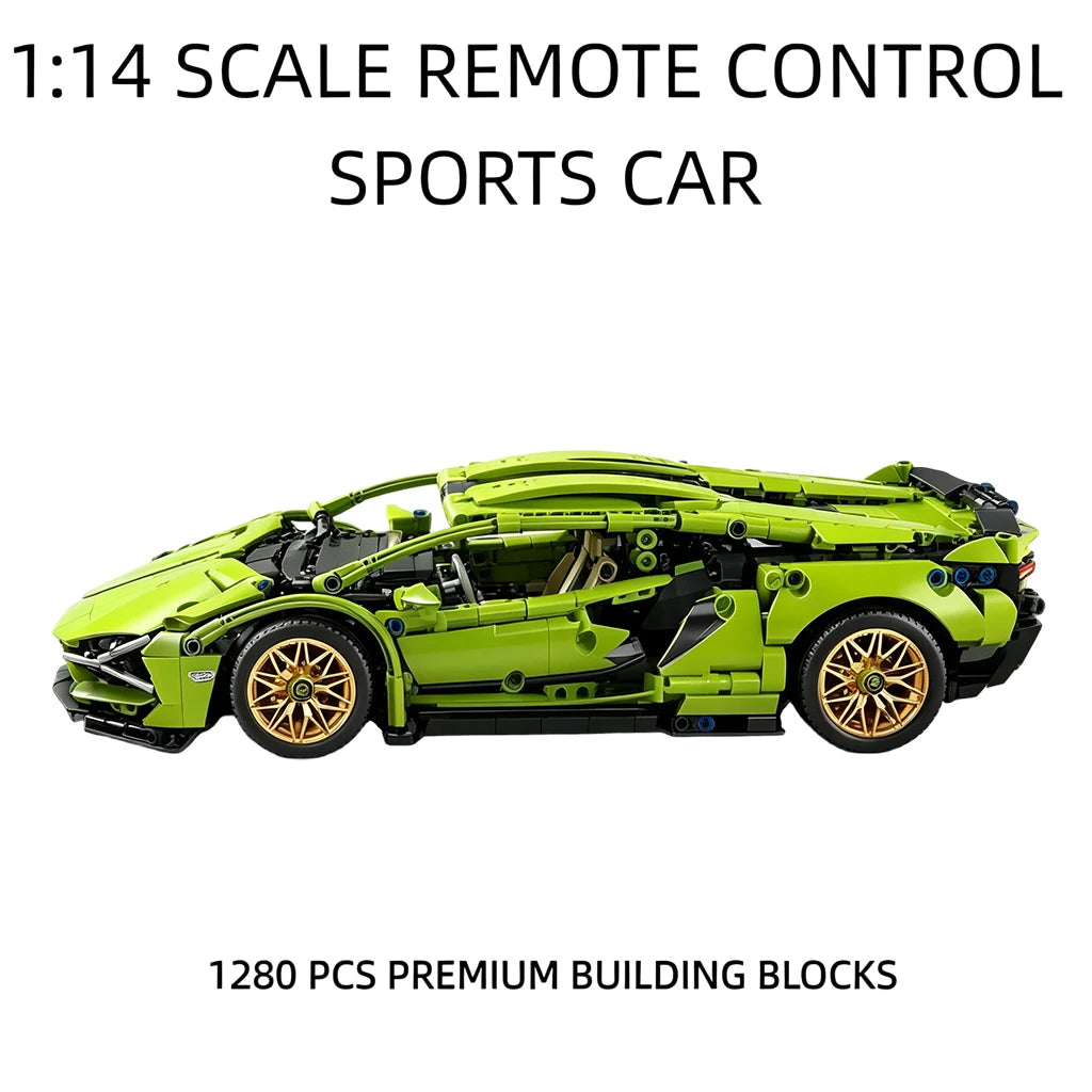 1:14 RC Technic MOC Sports Car Blocks With Built In Motor