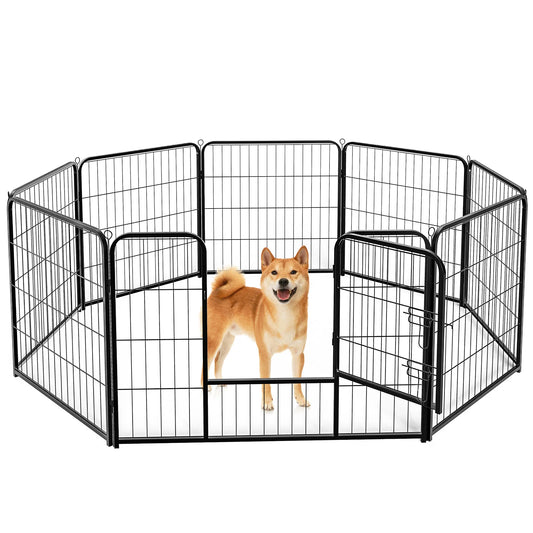 JHK Metal 8 Panel Dog Playpen Fence Foldable Outdoor Exercise Pen