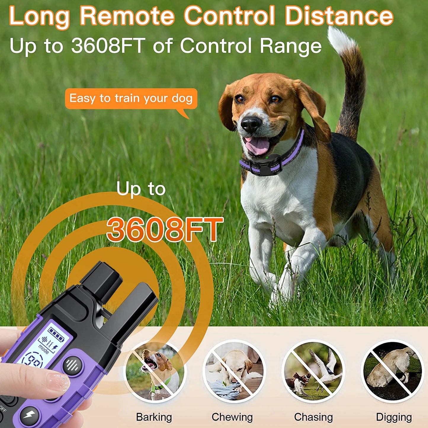 WXRPET Waterproof Dog Training Collar Remote Control Beep Vibration