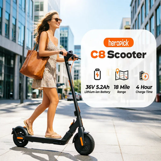 HeroPick C8 Adult Electric Scooter 350W 19Mph Foldable 36V 5.2Ah