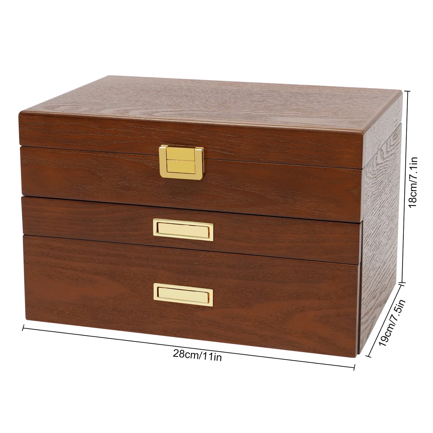 Wood Jewelry And Watch Display Case In Black Walnut Finish