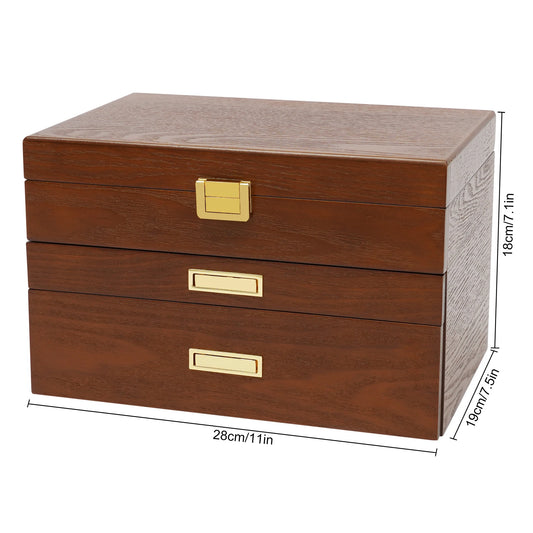 Premium Walnut Wood Jewelry And Watch Display Case Organizer