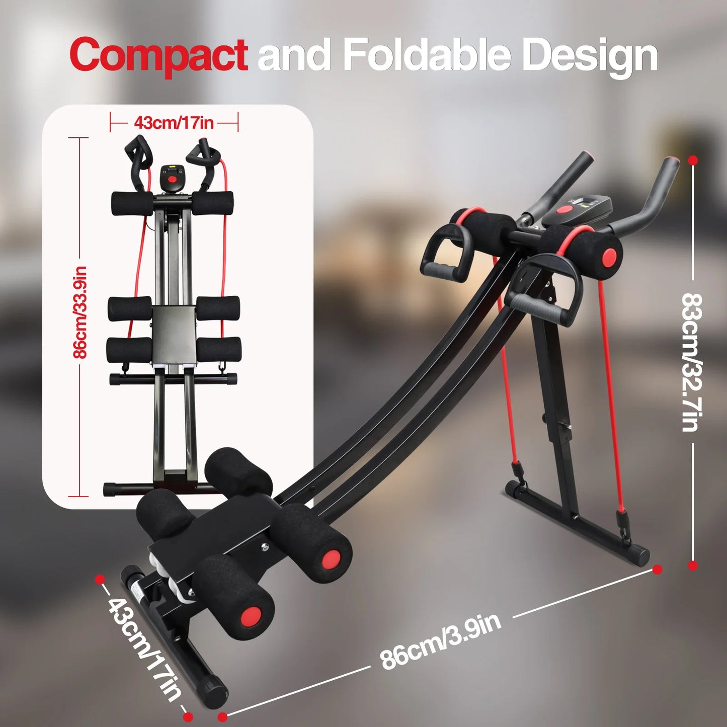 GIKPAL Foldable Ab Machine for Home Gym LCD Display