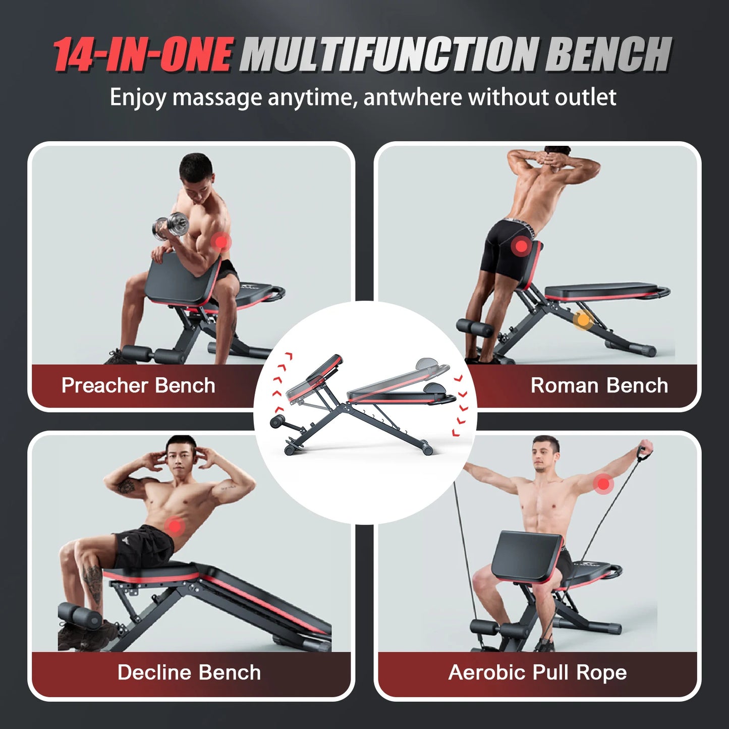 Foldable 14-In-1 Dumbbell Bench For Full-Body Workouts