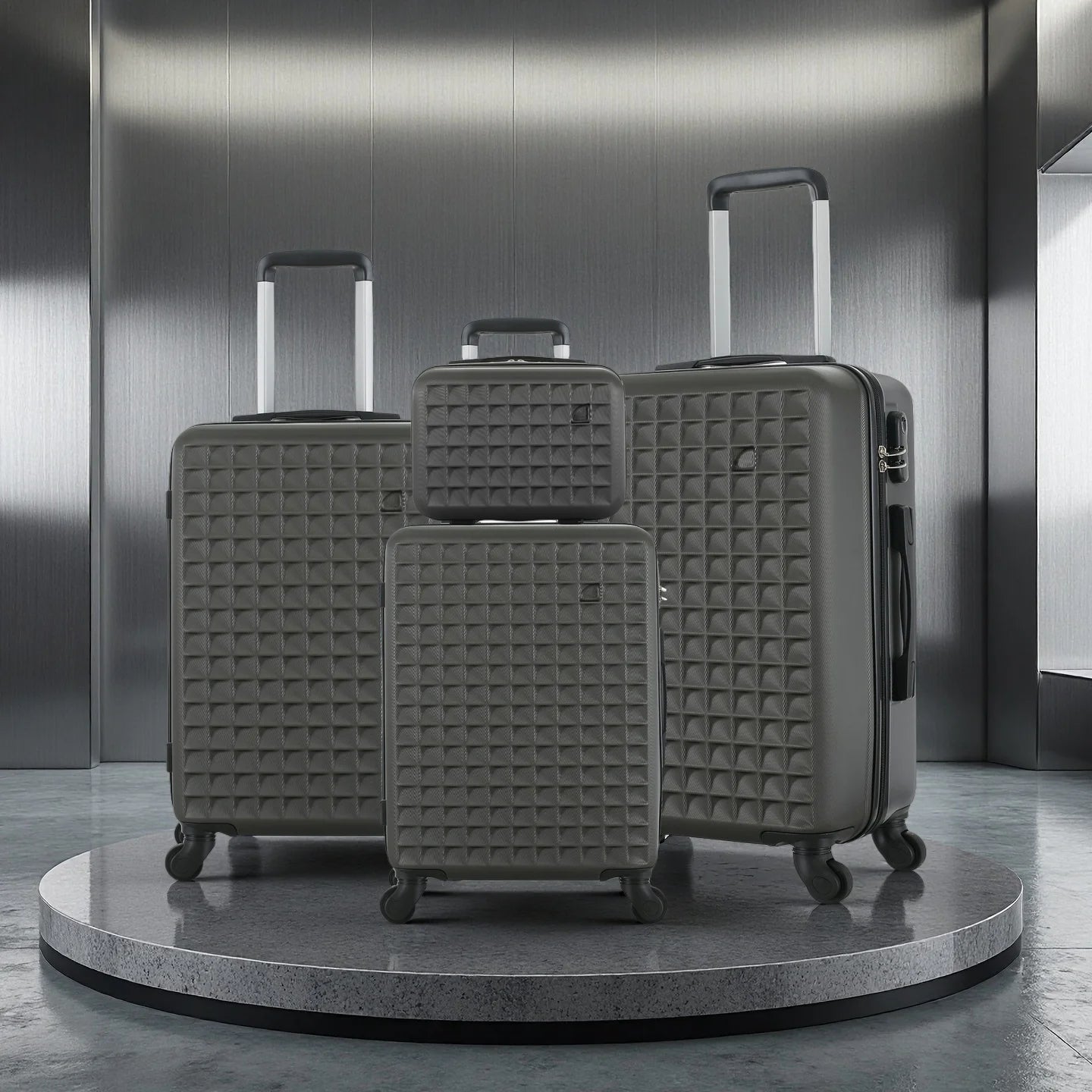 ABS Hardside Spinner Luggage Set With Cosmetic Case