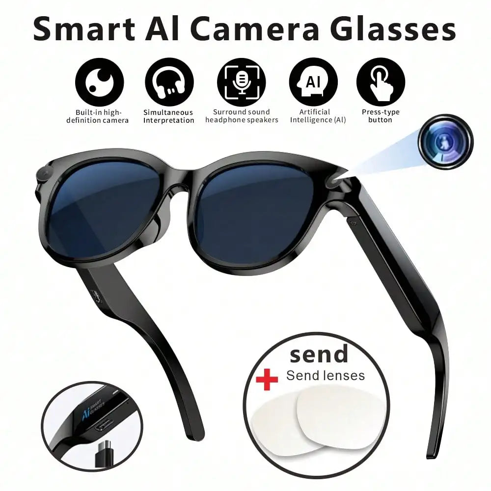 SENBONO AI Smart Glasses With 4K Video Camera And AI Translator